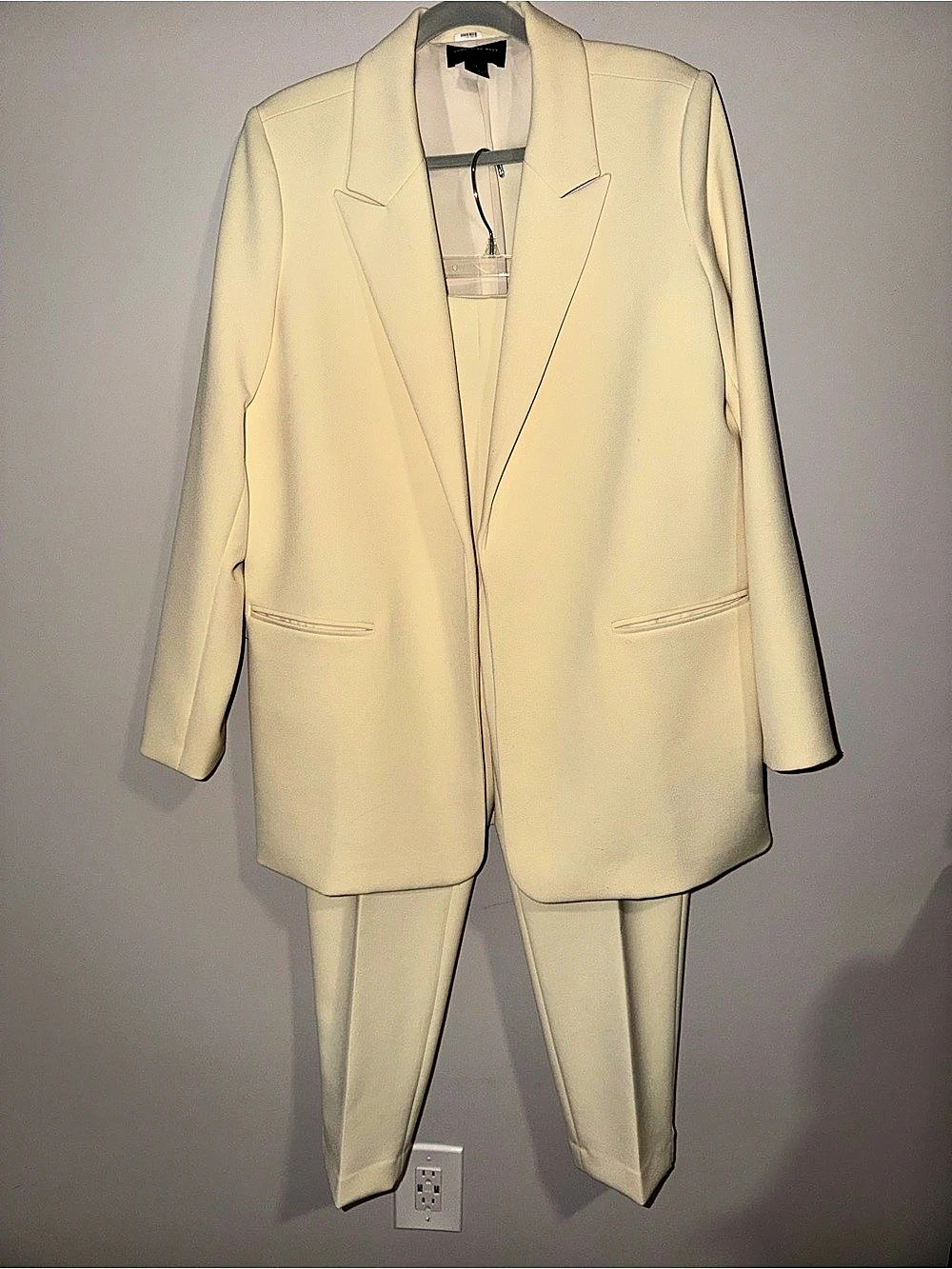 Something Navy Ivory Cream 2 Piece Blazer Trouser Pantsuit Set L 14